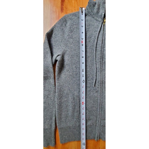 J Crew Collection Italian Cashmere Sweater Full Zip Hoodie Small Gray Luxury - Picture 10 of 10